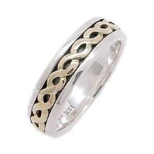  Womens Oxidized Sterling & Gold Infinity Ring (size 6 