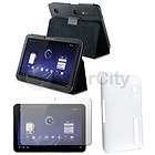 Clear White Rubber Skin Case+Leather Case+LCD Film Guar