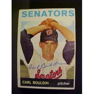 Carl Bouldin Washington Senators #518 1964 Topps Autographed Baseball 