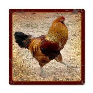  Rooster Home and Garden Metal Sign   Victory Vintage Signs 