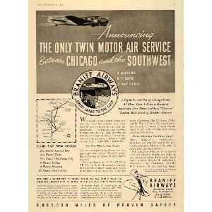 1939 Ad Braniff Air Lockheed Electras Airplanes Travel 
