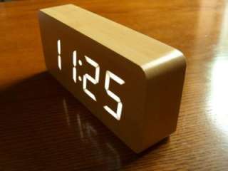 New White LED Maple Wooden Wood Digital Alarm Clock  