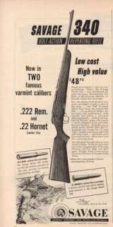 1953 Savage Model 340 Rifle Vintage 50s Gun Print Rare Ad ;  