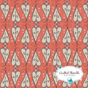  Feather N Stitch by Sarah Watts   Scroll Hearts Coral (110 