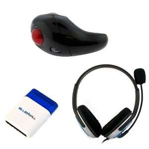  Headset + Wireless 2 in 1 Handheld Rechargable trackball Mouse 