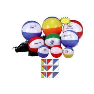  Mini beach ball features white with colored panels 