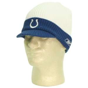   Colts Bill Front Winter Knit Beanie   White / Royal