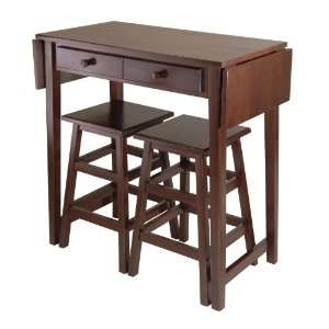  Winsome Mercer Double Drop Leaf Table with 2 Stools