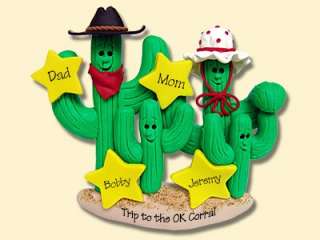 CACTUS FAMILY of 4 Handmade Polymer Personalized Christmas Vacation 
