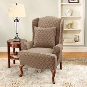  Stretch Marrakesh Wing Chair Slipcover in Cocoa (T Cushion 