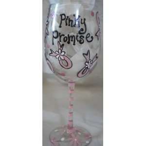  PINKY PROMISE Wine Glasses for Pink Ribbon Cancer 