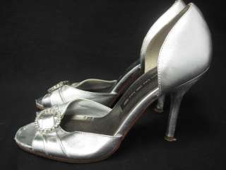 STEVEN Silver DOrsay Peep Toes Pumps Shoes Sz 6.5 B  