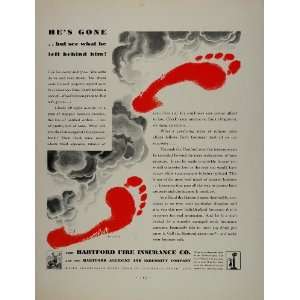   Insurance Co. Feet Footstep Smoke   Original Print Ad