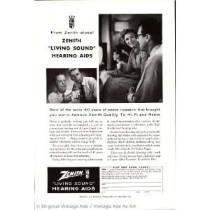    1958 Zenith Living Sounds hearing aids Vintage Ad