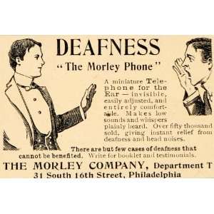  1906 Vintage Ad Morley Hearing Aid Deafness Medical 31 S 