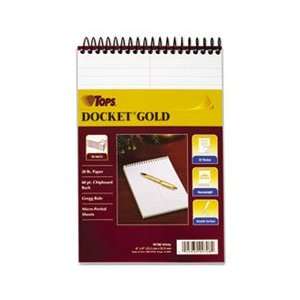  Docket Gold Spiral Steno Book, Gregg Rule, 6 x 9, White 
