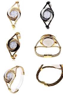  Fashion Crystal Women Golden Bracelet Quartz Wrist Watch WTH024  