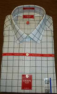   Fit Gray CHAPS Plaids Dress Shirt   Wrinkle Free   MSRP $45.00  