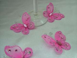 New Wedding Table Decoration Hot Pink 2 Butterflies  