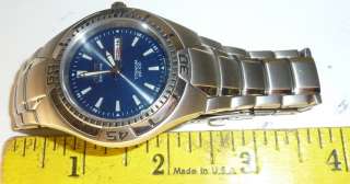 Citizen Titanium WR100 Eco Drive Blue Dial Wristwatch Mens Watch W/Box 