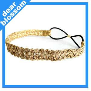 Gold Rome Segmentae Elastic Headband Gorgeous Boho Hair Accessories 