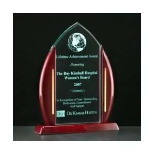  Personalized Acrylic Flame Award on Rosewood Base Office 