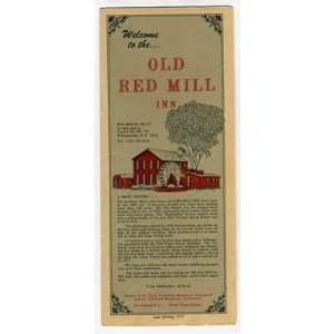    Old Red Mill Inn Menu Williamsville New York 1977 