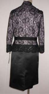 NWT Tahari Arthur S. Levine Luxe Black Lace Satin Dressy Skirt Suit 8 