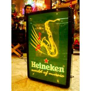 Heineken World of Music Light Label Sign Lamp Saxophone  