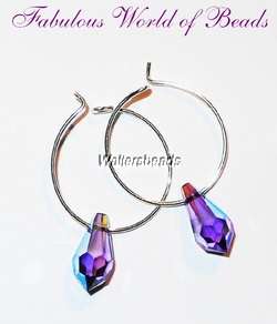 Hoops Swarovski Drops Tanzanite Sterling 925 5/8  