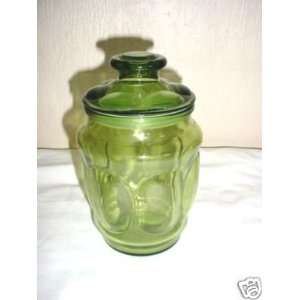  Olive Green Glass Candy Jar 