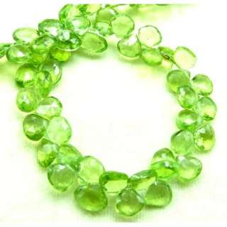 Peridot 5MM Faceted Heart Briolette Bead (12Bead)  