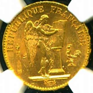 1896 FRENCH ANGEL GOLD COIN 20 FRANCS * NGC CERTIFIED GENUINE & GRADED 