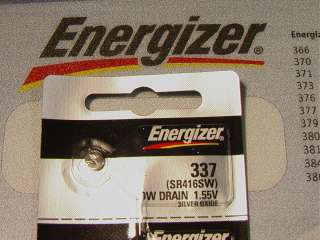 Energizer 337   SR416SW Watch Battery Batteries  