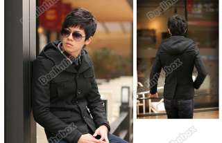2011 Men Fashion Slim fit Woolen Short Trench Coat Jacket Outerwear 4 
