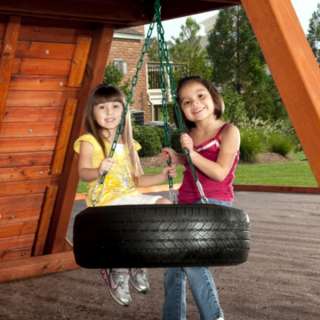 New Giant Cedar Wood Kids Swing Set Playground Slide Play Rock Wall 