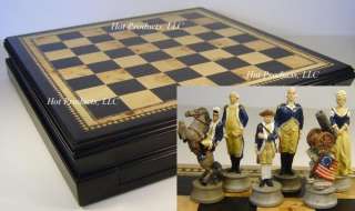 AMERICAN REVOLUTION Chess Set Wood Storage Board Independence 