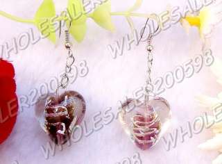 10Pairs Heart Handwork Lampwork Glass Bead Earrings  