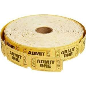  Yellow Admit One Ticket   2,000/roll