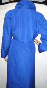 BRIGHT ROYAL BLUE Womens Raincoat Trench Coat ~ SZ 8 ~ WOW MINT 