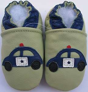 soft leather baby shoes police car light green 0 6m  
