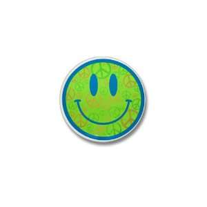    Mini Button Smiley Face With Peace Symbols 