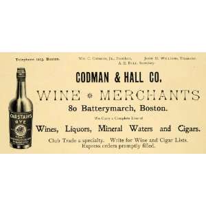   Hall Wine 80 Batterymarch Carstairs Rye Williams   Original Print Ad