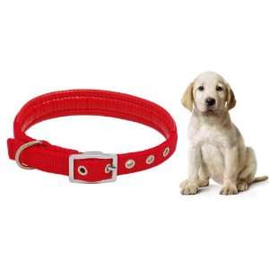   Como Red Dog Pet Neck Collar Leather Band Strap w Buckle