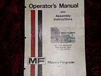 Massey Ferguson 218 Mower Midmount 3pt Hitch Operators  