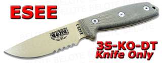 ESEE Model 3 Serrated KNIFE ONLY Micarta Tan 3S KO DT  