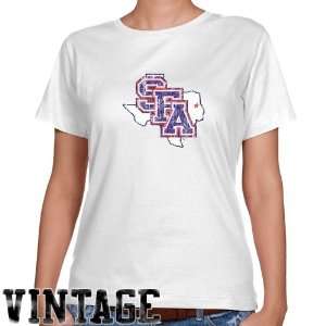 NCAA Stephen F Austin Lumberjacks Ladies White Distressed Logo Vintage 