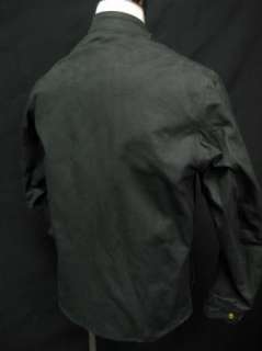 Vanson Epaulet NY Black Waxed Oilcloth Triton Leather Trim Jacket Coat 