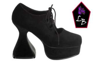DEMONIA~Gothic Velvet WITCH Shoes~Coffin Heel~BLACK~6  