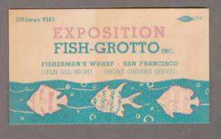 Business Card/ Exposition Fish Grotto/SAN FRANCISCO, CA  